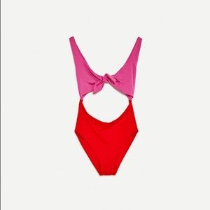 Zara Knotted Two-Toned Bathing Suit